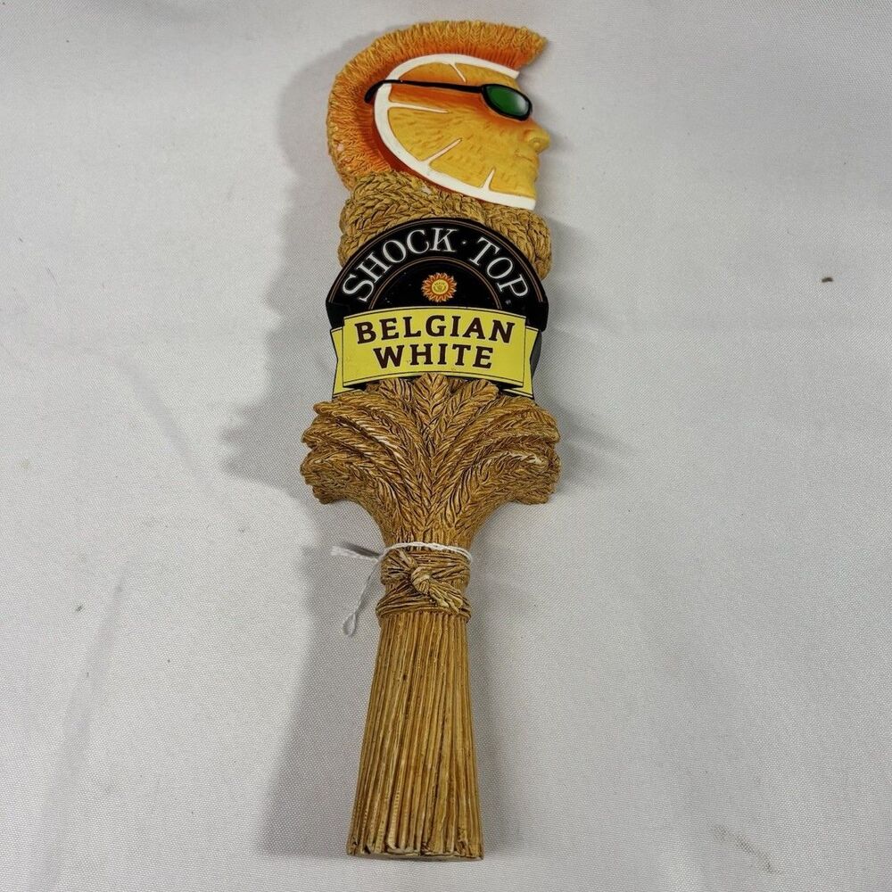 Shock Top Pub Tap Handle Belgian White Beer Breweriana 12” Orange Mohawk
